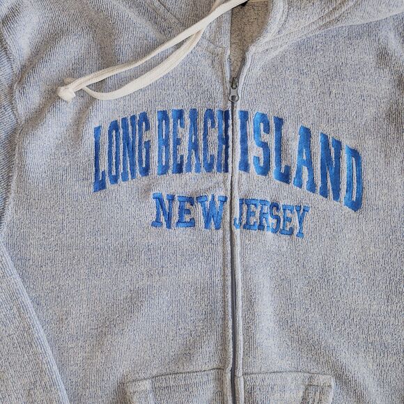 Sunsations Unisex Light Blue Terry Cloth Full Zip Hoodie Long Beach Size 2XL - Picture 10 of 10